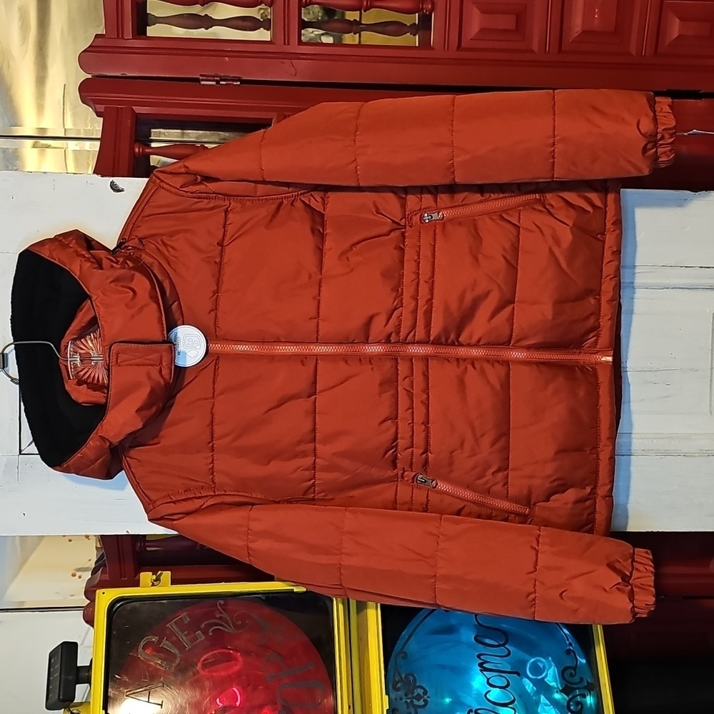 Whales Tail Performance Outerwear Girls Burnt Orange Hooded Puffer Jacket M